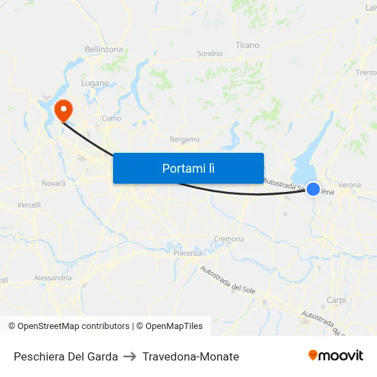 Peschiera Del Garda to Travedona-Monate map