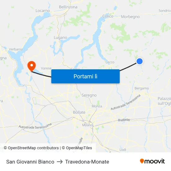 San Giovanni Bianco to Travedona-Monate map