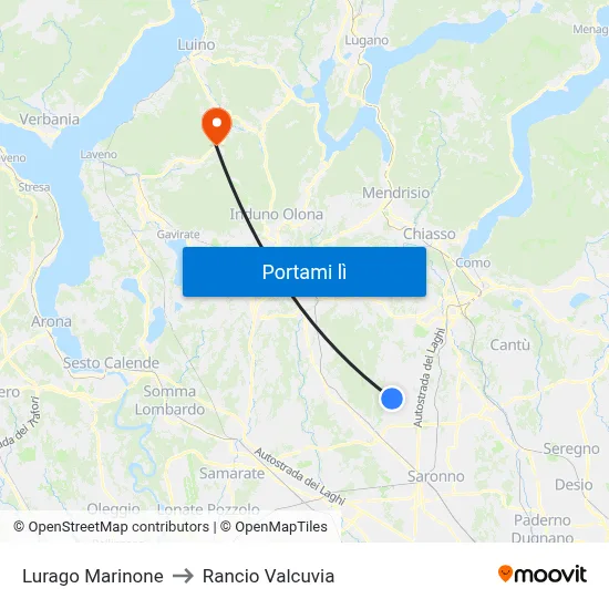 Lurago Marinone to Rancio Valcuvia map