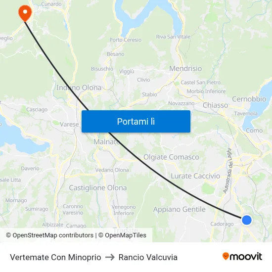 Vertemate Con Minoprio to Rancio Valcuvia map