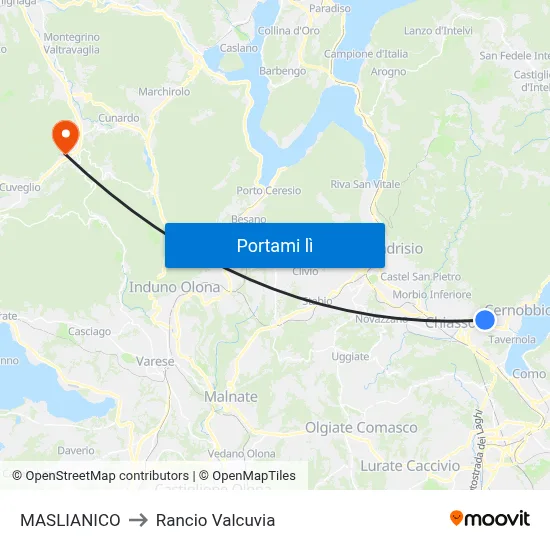 MASLIANICO to Rancio Valcuvia map