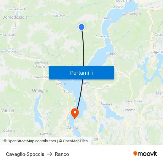Cavaglio-Spoccia to Ranco map
