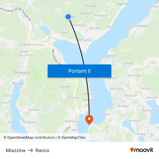 Miazzina to Ranco map