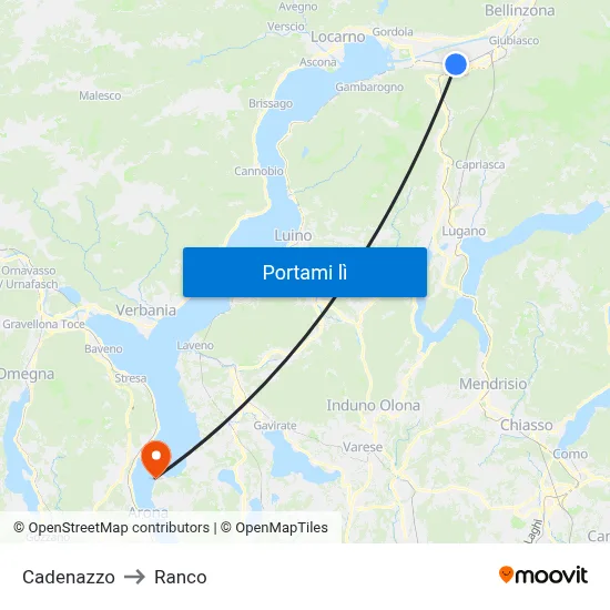 Cadenazzo to Ranco map