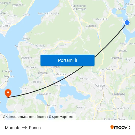 Morcote to Ranco map
