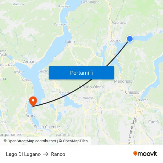 Lago Di Lugano to Ranco map