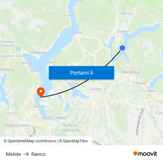 Melide to Ranco map