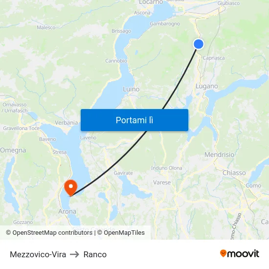 Mezzovico-Vira to Ranco map