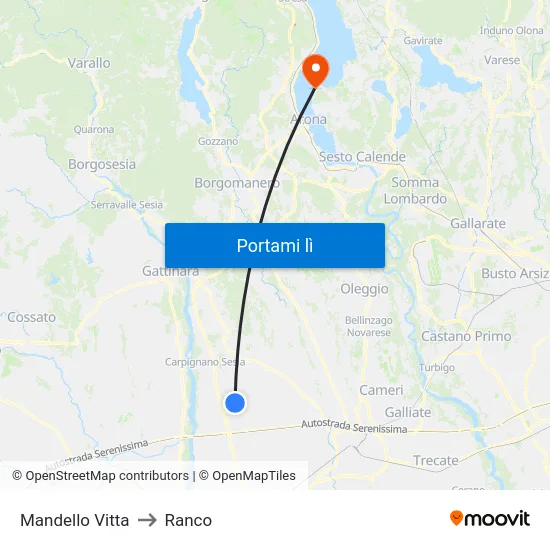 Mandello Vitta to Ranco map