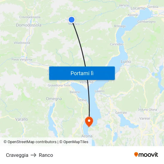 Craveggia to Ranco map