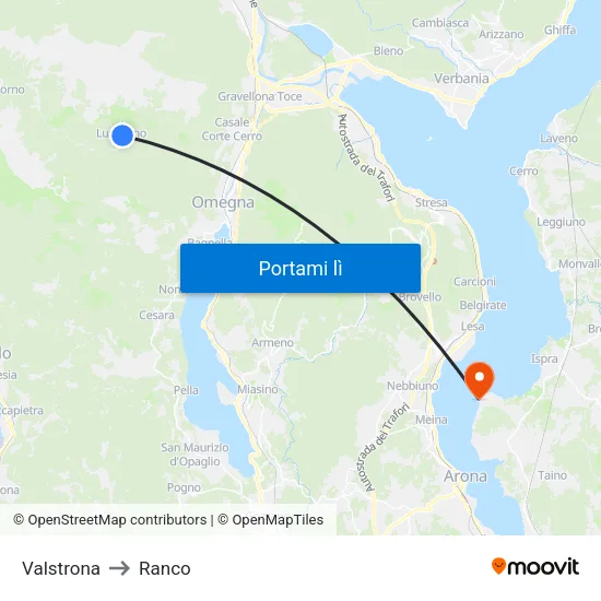 Valstrona to Ranco map
