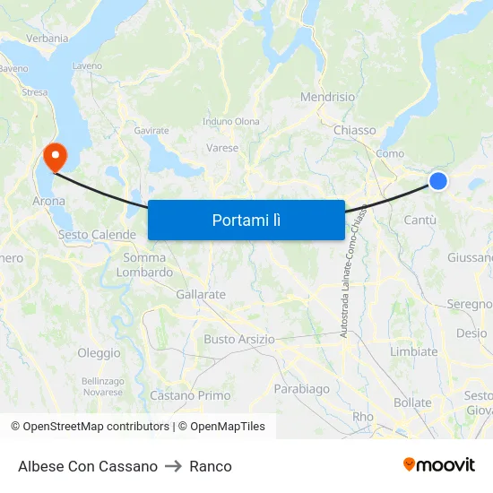 Albese Con Cassano to Ranco map