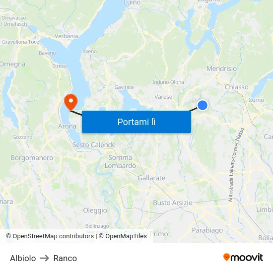 Albiolo to Ranco map