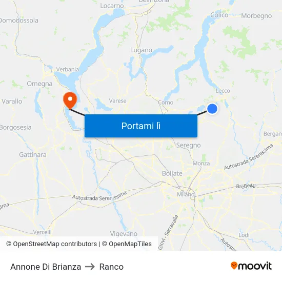 Annone Di Brianza to Ranco map