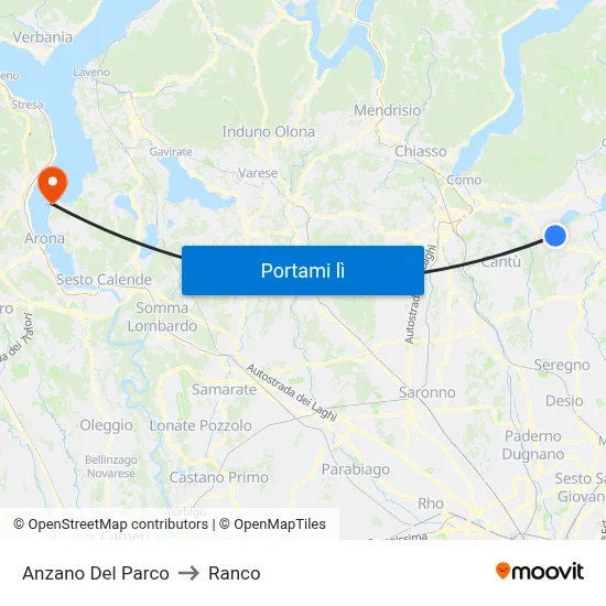 Anzano Del Parco to Ranco map