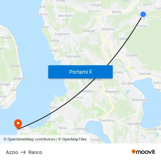 Azzio to Ranco map
