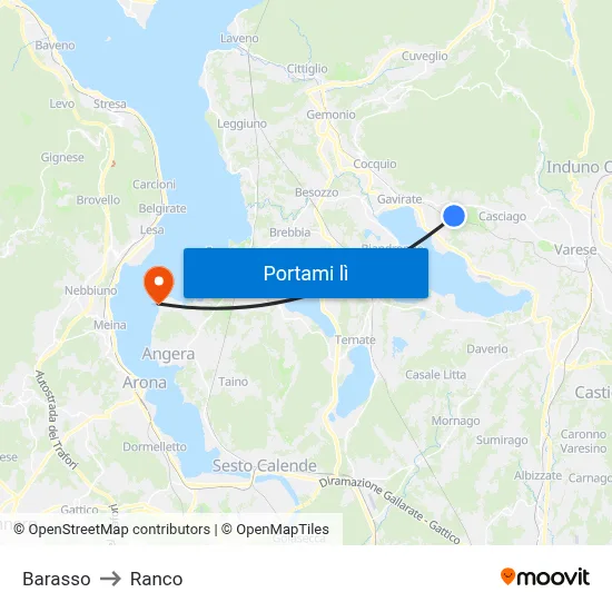 Barasso to Ranco map