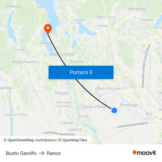 Busto Garolfo to Ranco map