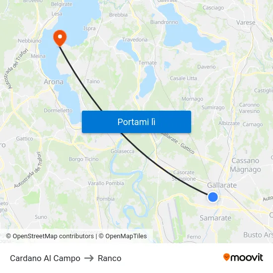 Cardano Al Campo to Ranco map