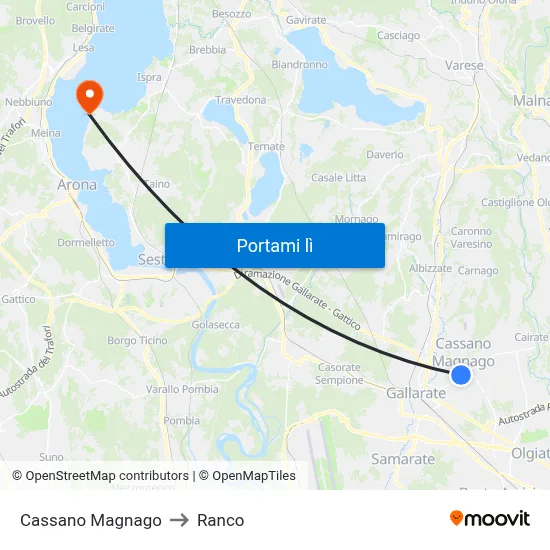 Cassano Magnago to Ranco map