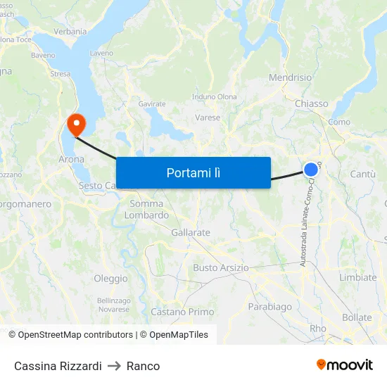 Cassina Rizzardi to Ranco map