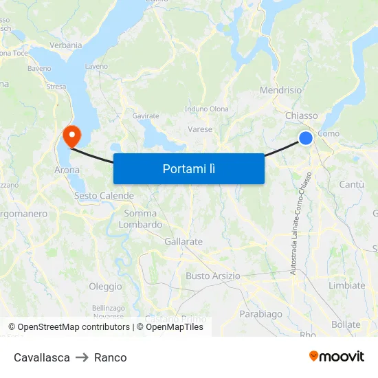 Cavallasca to Ranco map