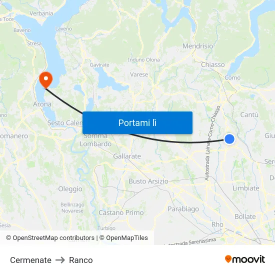 Cermenate to Ranco map