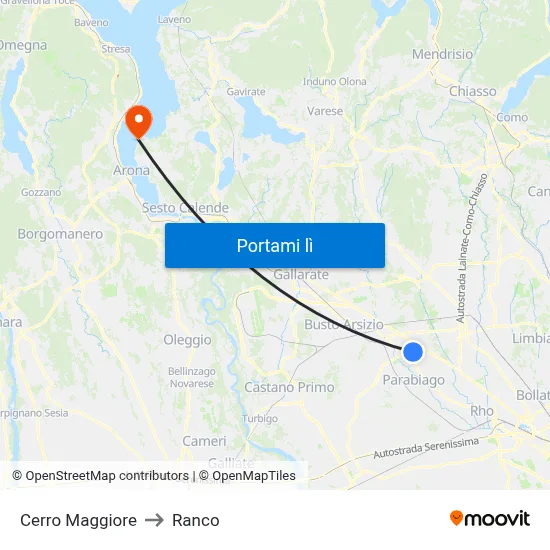 Cerro Maggiore to Ranco map