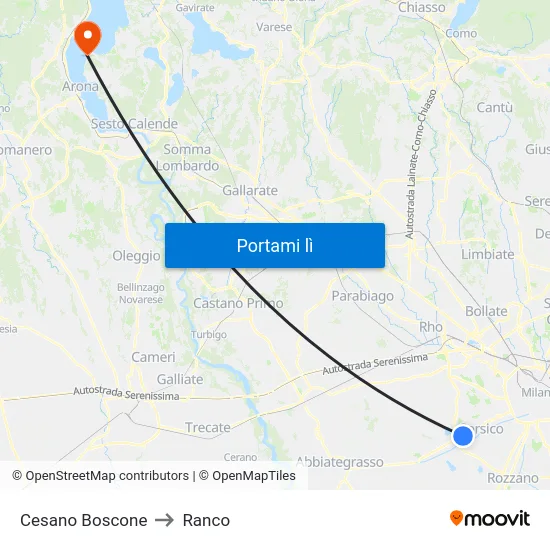 Cesano Boscone to Ranco map