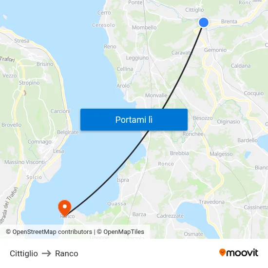 Cittiglio to Ranco map