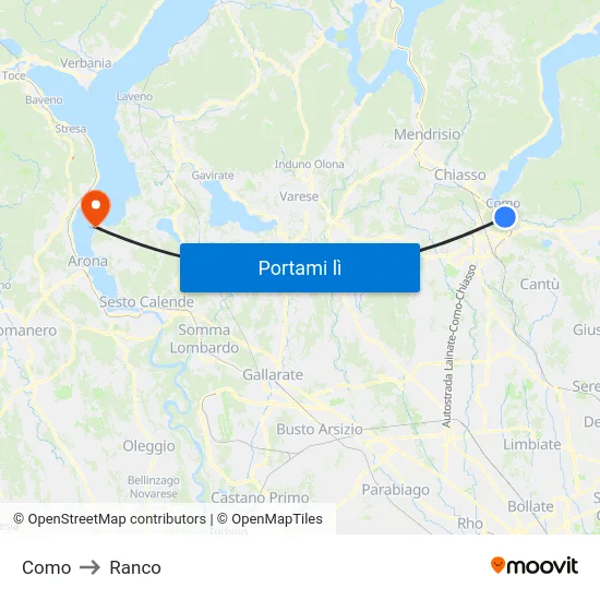 Como to Ranco map