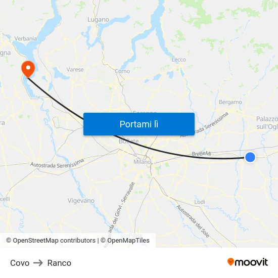 Covo to Ranco map