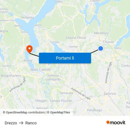 Drezzo to Ranco map