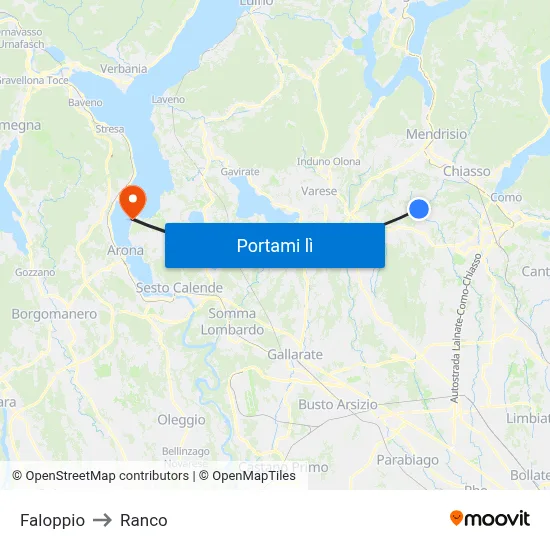 Faloppio to Ranco map