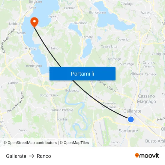 Gallarate to Ranco map
