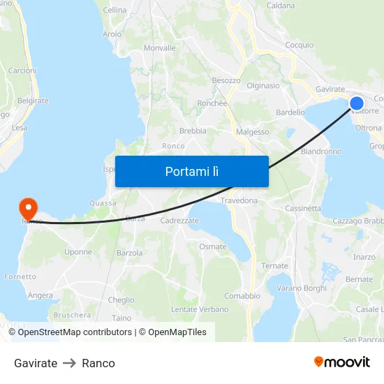 Gavirate to Ranco map