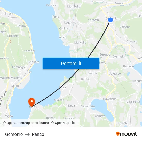 Gemonio to Ranco map