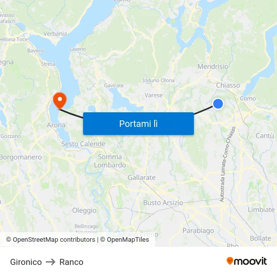 Gironico to Ranco map
