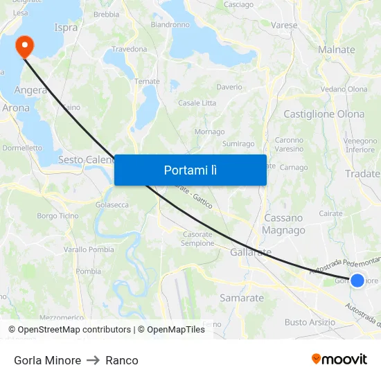 Gorla Minore to Ranco map