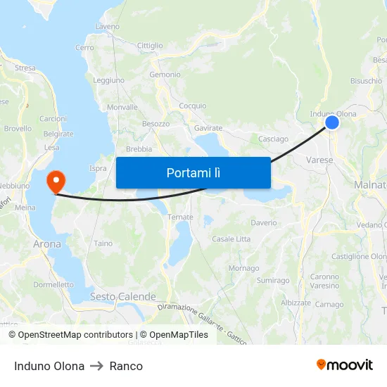 Induno Olona to Ranco map