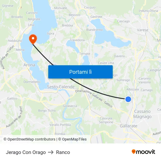 Jerago Con Orago to Ranco map
