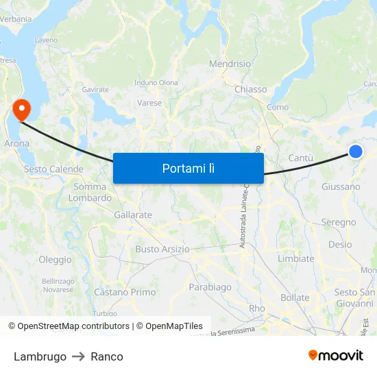 Lambrugo to Ranco map