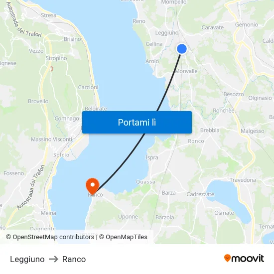 Leggiuno to Ranco map