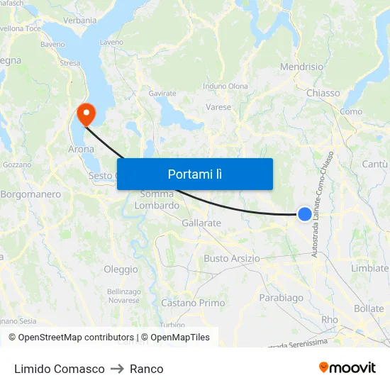 Limido Comasco to Ranco map