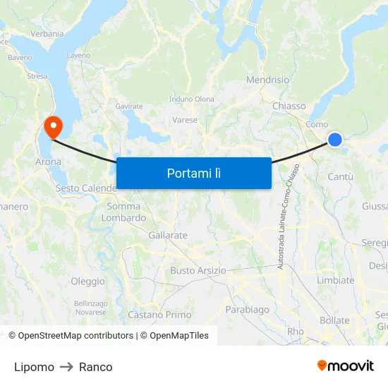 Lipomo to Ranco map