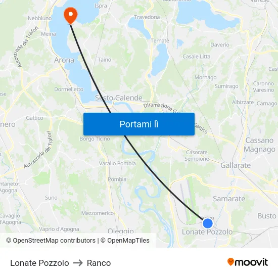 Lonate Pozzolo to Ranco map