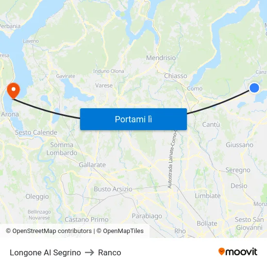 Longone Al Segrino to Ranco map