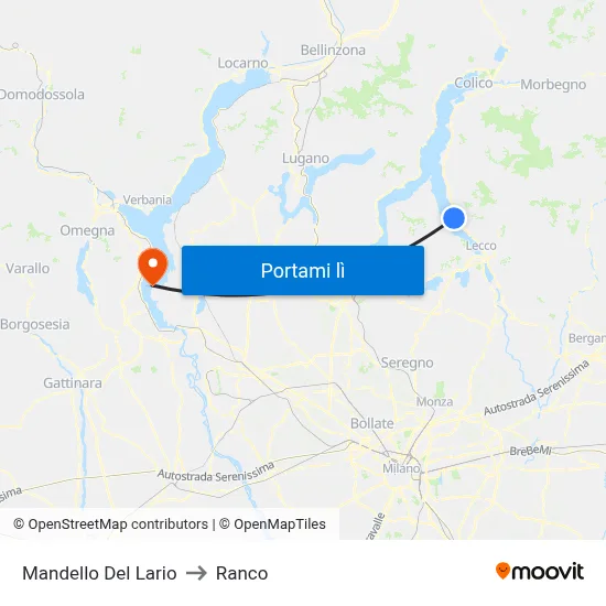 Mandello Del Lario to Ranco map