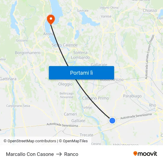 Marcallo Con Casone to Ranco map