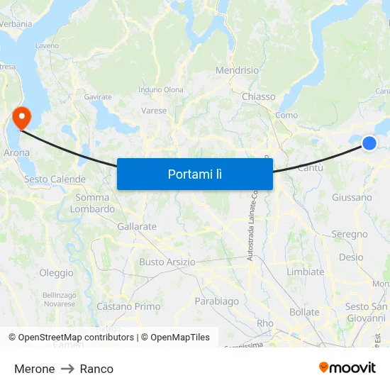 Merone to Ranco map